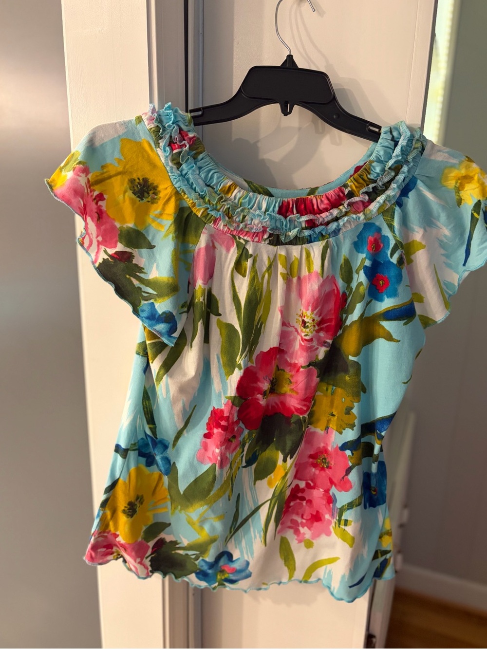 Women’s Floral Off-Shoulder Top in Sky Blue